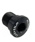 Beefy Aluminum Alloy Rear Derailleur Fixing Bolt For TX35 TZ Gear Mech Black Bike Hanger Mounting Screw close-up, AL7075, 15mm size.
