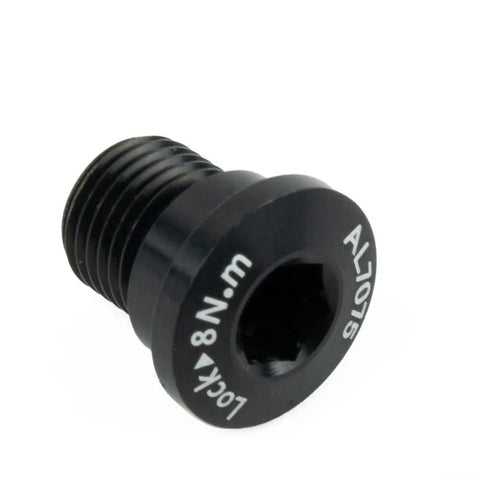 Beefy Aluminum Alloy Rear Derailleur Fixing Bolt For TX35 TZ Gear Mech Black Bike Hanger Mounting Screw close-up, AL7075, 15mm size.