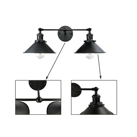 Bathroom Vanity Light Modern Industrial Black Wall Sconce With Metal Shade Dual Lights Matte Black Finish Vintage Vibe Bath Fixture
