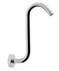 S Shaped Shower Arm Riser Extender With Flange For One Half Inch Connection Ten Inch Chrome Bathroom Accessory Durable Stainless Steel High Rise Design For Extra Space And Easy Clean