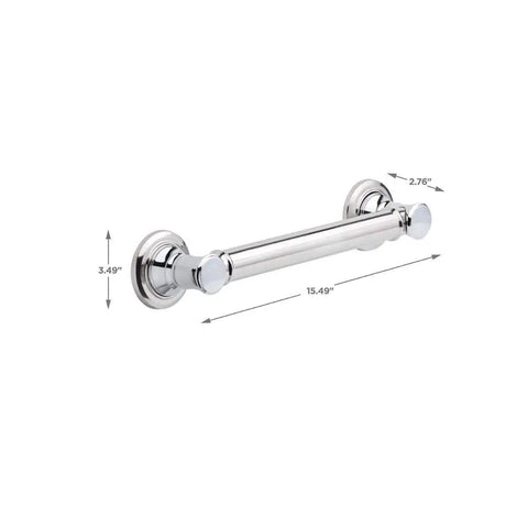 12 Inch Chrome Grab Bar For Bathroom Safety, Heavy Duty Shower And Toilet Rail with dimensions guide, ADA Compliant