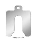 Solid 80 Piece 304 Stainless Steel Slotted Shims 0.001 Inch Laser Cut Precision Metal Shim Kit image showing a 2.0x2.0 inch shim.
