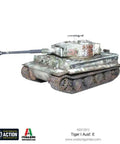 Tiger I Ausf E 1 To 56 Scale German Army Plastic Tank Kit for Bolt Action Tabletop Battles with camouflage paint.