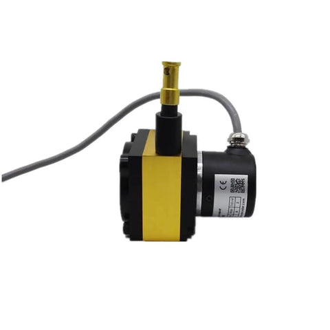 Side view of 1000mm Draw Wire Linear Displacement Sensor With Incremental Encoder CESI S1000 Pushpull Output and 1m shielded cable.