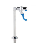 Stainless Steel Deck Mount Water Station Pedestal For Glass Filling, Push Back Cup Filler with blue lever, front view