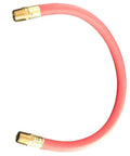 Tuff As Nails Rubber Air Hose Whip Snubber Shields Couplers From Brutal Kickback And Vibration On Impact Tools Using One Half Mnpt Ends Rated At Two Hundred Psi, flexible pink hose with brass fittings.