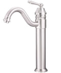 Century Single Lever Vessel Faucet In Brushed Nickel With Dope Solid Brass Build And High Pressure Ceramic Cartridge For Deck Mount