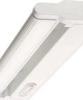 Swivel LED Under Cabinet Light 22 Inch With 90CRI in white finish, energy-saving kitchen cabinet lighting, view of light underside and switch.