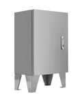 Heavy Duty Ground Mounted Electrical Junction Box In 304 Stainless Steel With Sturdy Bracket Weatherproof Outdoor Utility Chest Pre Drilled Ground Anchoring Legs For Easy Mounting And Flexible Spatial Layout front view