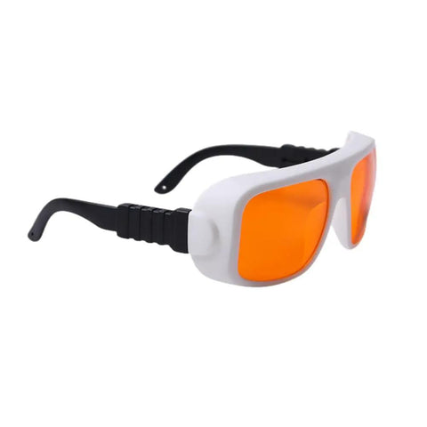 Top Shelf Laser Safety Goggles With Hardcore Ultraviolet And Green Laser Defense Featuring OD5 Optical Density Across Excimer Argon Ranges in orange lens.