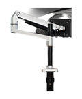 Heavy Duty Height Adjustable Monitor Mount With Extended Reach For Slick Gaming And Desk Setups featuring the aluminum arm and base.