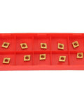10Pcs CCMT060204 Carbide Inserts For CNC Turning Tools in red case, Mad Fast Lathe Blades For Stainless Steel And Steel Machining.
