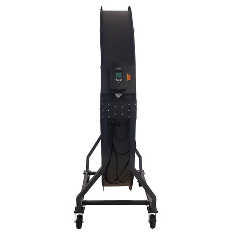 Hulking 78 Inch Mobile Drum Fan Kickin Up Serious Garage Airflow Quiet Tilt Head Industrial Shop Air Circulator with control panel.
