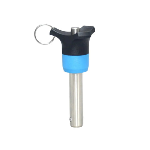 Must Have 12mm Quick Release Pin For Line Array Speakers! Stainless steel fastener with a blue handle for secure rigging.