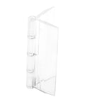 Close-up of clear acrylic hinge from Two Pack Clear Acrylic Folding Hinges For Furniture Cabinets Jewelry Boxes 65 By 40mm Mini Hinge Hardware Set