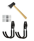 Heavy Duty Wall Mount Axe Hanger And Pickaxe Holder For Garage Tools, Hardcore Steel Storage Rack With Anti Slip PVC Coating, Easy Install With Included Screws, Black