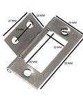 Solid As A Brick Zinc Plated Steel Flush Hinges For Cabinet And Cupboard Doors Heavy Duty Box Hardware Smooth Swing Design Bulk Pack Of 480 Pieces Measuring Two Inches Tall And Ready For Any Job with dimensions labeled.