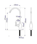 Straight Up Pure Drinking Water Faucet For Reverse Osmosis Brushed Nickel Kitchen Sink Faucet Certified Lead Free dimensions and angles