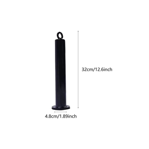 Heavy Duty Weight Loading Pin For Gym Machines And Cable Pulleys showing 32 cm length and 4.8 cm diameter, black metal