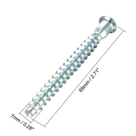 20 Piece Hex Socket Countersunk Furniture Confirmat Screws Set in sizes 7x39 7x49 7x59 7x69mm Self Tapping Wood Connectors Zinc Plated for DIY Furniture