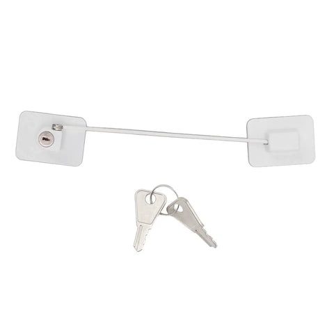 Fridge Lock With No Drill Adhesive Install, Kidproof White ABS And Stainless Steel Refrigerator Lock With 2 Keys