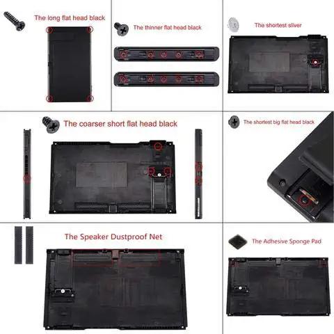 Soft Touch Black Console Back Plate Replacement For Nintendo Switch With Kickstand Easy Install Durable DIY Shell Case components