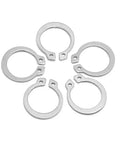 Heavy Duty Black Carbon Steel C Type External Circlip Retaining Rings M3 To M40 for shaft, shown in group of six.