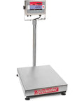 Built Like A Tank Industrial Platform Scale With Washdown Rated Deck Sixty Kilogram Capacity Rock Solid Precision RS-232 hookup backlit display.
