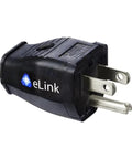 eLink EMF Neutralizer plug-in device, black plastic, three-prong US outlet plug shown.