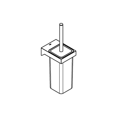 Selection Cube Toilet Brush Set in Starlight Chrome for a slick wall mounted look with quick fix install, square modern design.