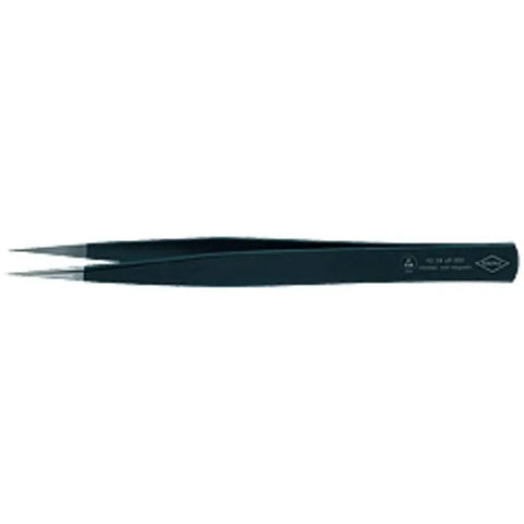 ESD Safe Precision Tweezers With Strong Tip For Ultra Fine Mounting, Non Reflective Black Coating, Smooth Gripping Surface, Anti Static 100K Ohm