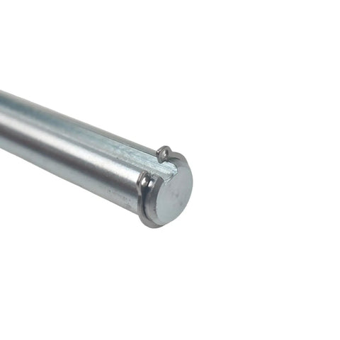 Close-up of Go Kart Jackshaft 12 Inch Long 5/8 Inch Diameter With 3/16 Inch Keyway For Mini Bike silver galvanized end view