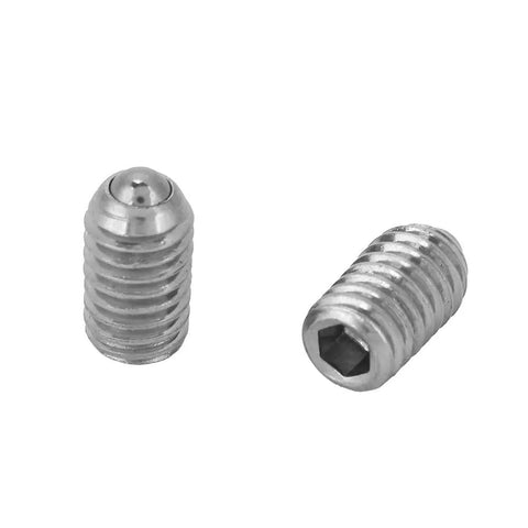 Two Tough As Nails M6 Spring Ball Plunger Screws, stainless steel hex locking pins for durable fastening.