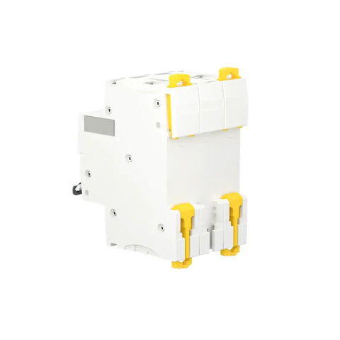 Heavy-Duty MCB Miniature Circuit Breaker 3-Pole 20-Amp C Curve set of four, white housing with yellow clips, for reliable power security.
