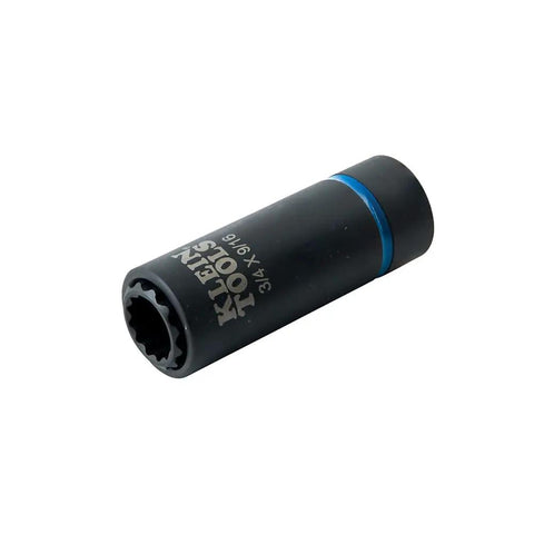All In One Impact Socket With Three Quarter Inch And Nine Sixteenth Inch Hex Sizing Deep Twelve Point Socket One Half Inch Drive High Torque