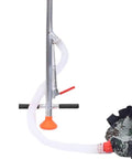 Backpack Fertilizer Spreader and Granular Fertilizer Applicator Tool for Gardens and Farms, showing ergonomic handle and iron sprayer