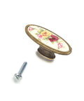 Ceramic Cabinet Handles Antique Brass Pulls Vintage Drawer Knobs For Kitchen Cupboard Bar Pastoral European Style Flower Door Hardware