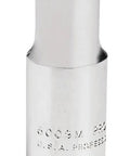 Three-Eighths Inch Drive Deep Socket Five-Sixteenths Inch 12 Point For Stubborn And Damaged Fasteners And Soft Materials With Torque Plus Quick Engagement Design Workhorse Hand Tool Upgrade, showing chrome finish and size marking.