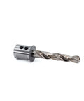 Side view of 3/8 in annular cutter with 3/4 in Weldon shank and magnetic drill adapter