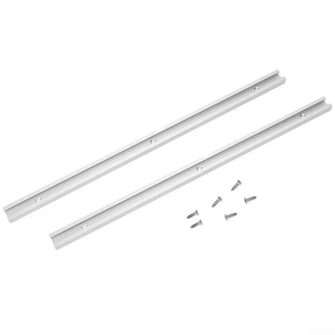 Two Pack 400mm Aluminum T Slot Tracks With Double Cut Profile For Router Table Miter Gauge Jig Slider System DIY Workbench Clamp Rail Drill Press Table Accessory Silver shown with screws