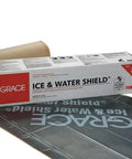 Rock Solid Self Adhering Ice And Water Shield Roof Underlayment 36 Inch By 66.6 Feet 200 Square Foot Roll packaging on surface.