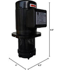 Machine tool coolant circulation pump black vertical pump with mounting flange and perforated intake guard, 9.6 in tall