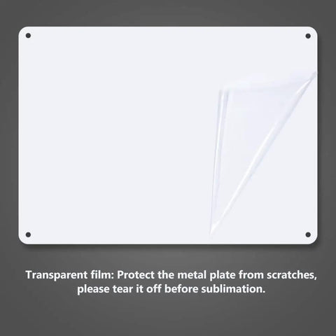 3 Pack 8x10 Inch Aluminum Sign Blanks For Sublimation UV Printing And Engraving 0.65mm Thick With 4 Pre Drilled Holes showing film protection