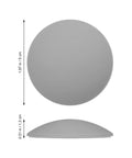 Gray Silicone Door Handle Buffer Guards 4 Pack Self Adhesive Wall Protectors, top and side view with dimensions.