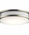 11.75 Inch White Acrylic LED Flush Mount Light With Brushed Nickel Finish No Fuss Damp Rated Modern Transitional Ceiling Fixture
