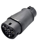 Black J1772 To IEC 62196-2 Type 1 To Type 2 EV Charger Adapter Connector for Type 2 Vehicles and Type 1 Stations, angled view
