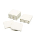 Ceramic Streak Plates For Minerals, Unglazed Mineral Identification Plates, 2x2 Inch, 10 Pack stacked and spread out on white background