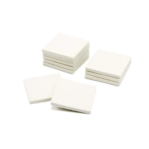 Ceramic Streak Plates For Minerals, Unglazed Mineral Identification Plates, 2x2 Inch, 10 Pack stacked and spread out on white background