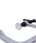 Close-up of heavy duty F clamp showcasing drop forged steel construction and quick release lever for woodworking tasks.