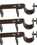 Outside Mounted Curtains For Vertical Blinds Bracket Set Of 3 Clip On No Drill Attachment shown in brown metal for easy installation